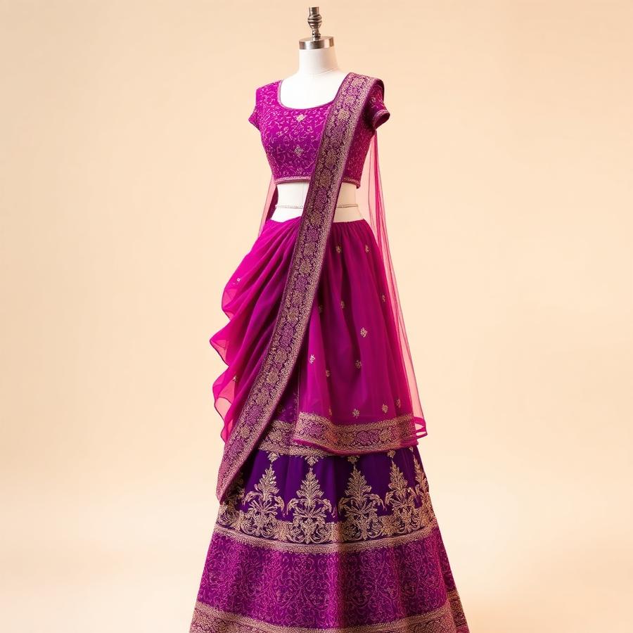 Bridal Velvet Lehenga with Hand Embroidery