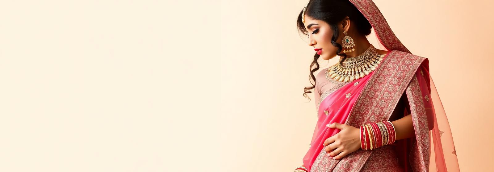 Bridal lehenga, saree and polki jewellery
