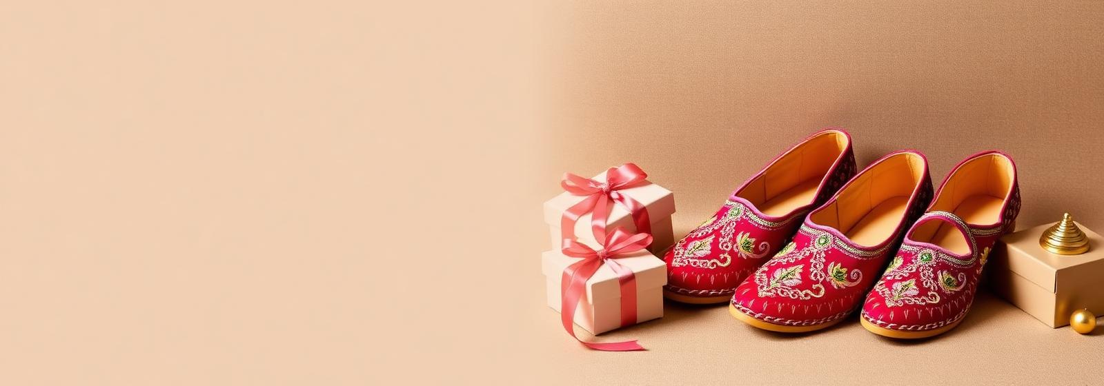 Embroidered Punjabi juttis with gift boxes
