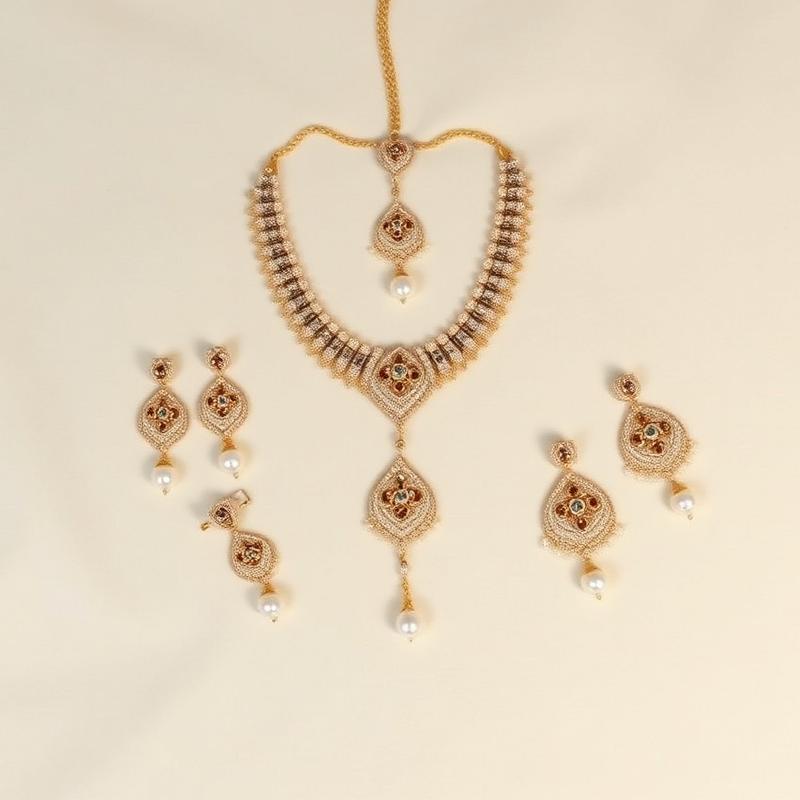 Kundan Bridal Necklace Set with Maang Tikka