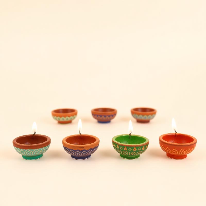 Brass Diya Set of 6 with Stand