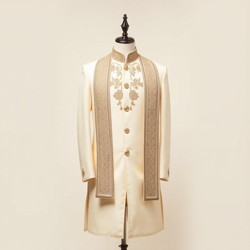 Embroidered Sherwani with Stole