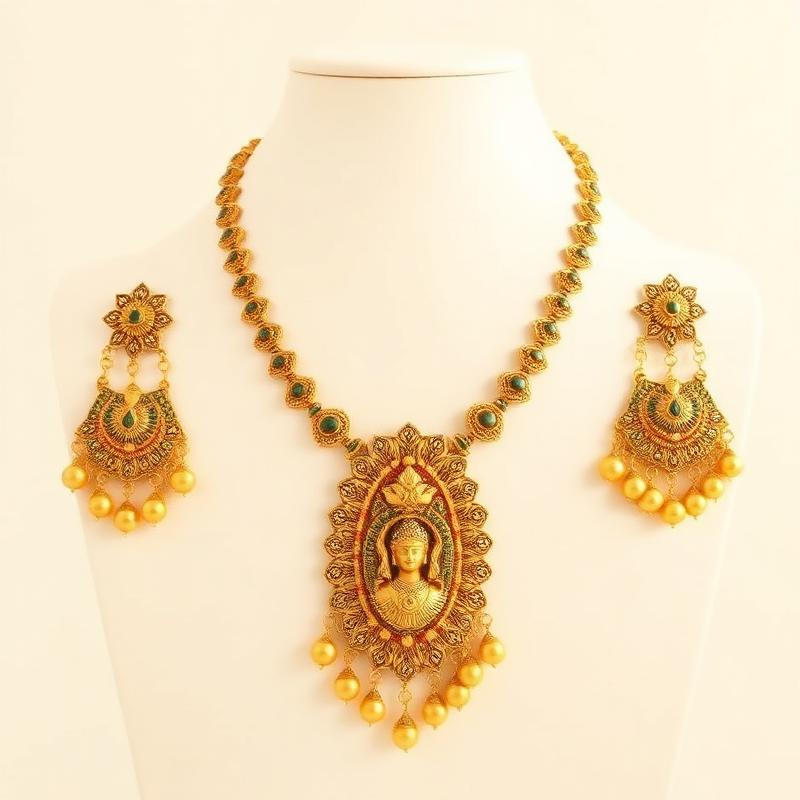 Temple Jewellery Lakshmi Necklace Set