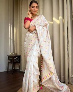 Beautiful Soft Lichi Silk Sarees with Rich Pallu & Jacquard Work all over the Saree MT60