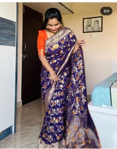 Pure Soft Khadi Georgette Silk Saree with Rich Zari n Meenakari Woven Pallu Pairs with Fancy Tassels MT125