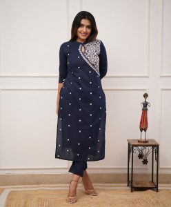 Rayon Printed Long Gown Kurta Pant Set